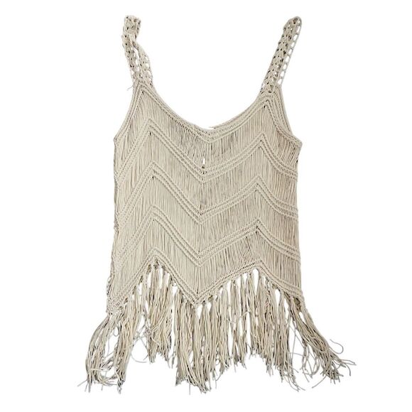 Active USA Crochet Fringed Crop Top Tank Top - Size M/L  ***Item: 0666 - Picture 2 of 4